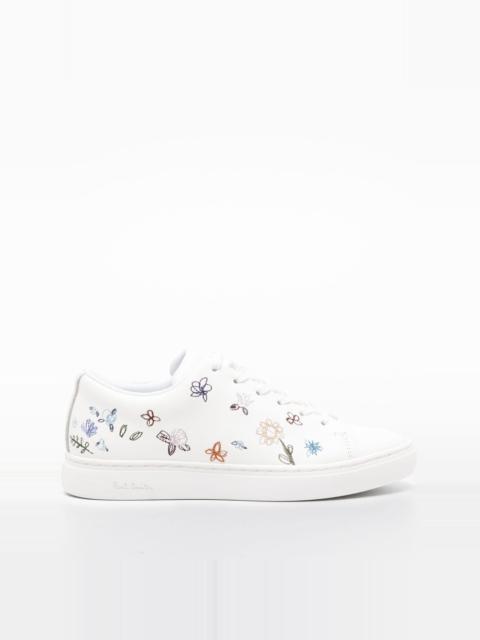 floral-embroidered leather sneakers