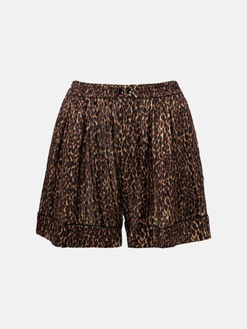 SAINT LAURENT Leopard-print silk shorts