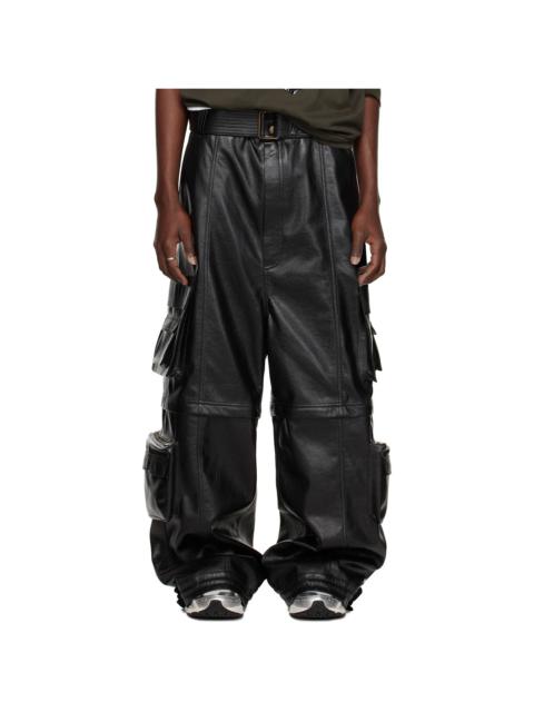 LU'U DAN Black Belted Faux-Leather Cargo Pants