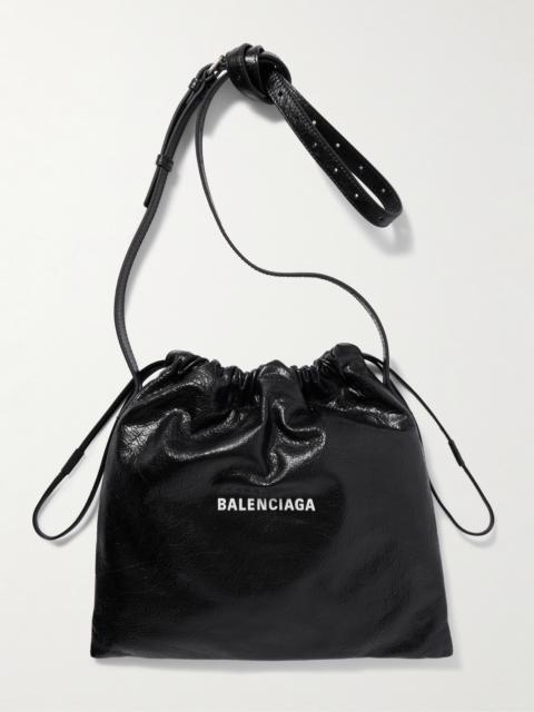 BALENCIAGA Shopper Cracked-Leather Pouch
