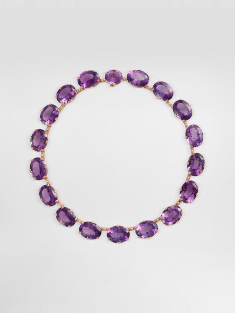 Anna necklace in 18-carat red gold with amethysts and diamonds