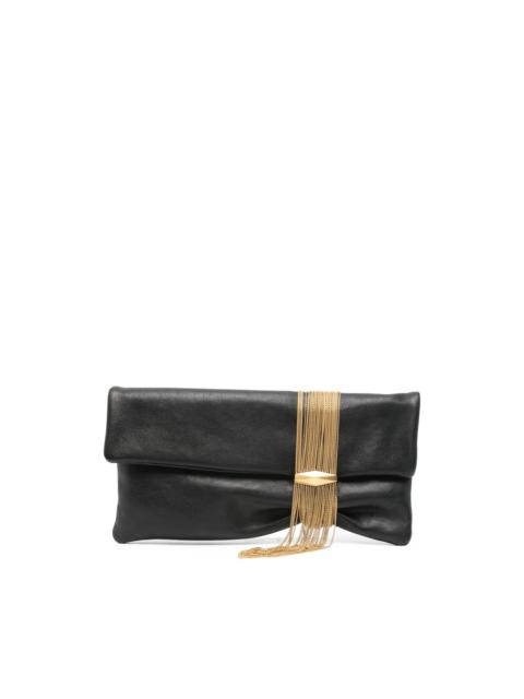 JIMMY CHOO Zandra chain-embellished leather clutch