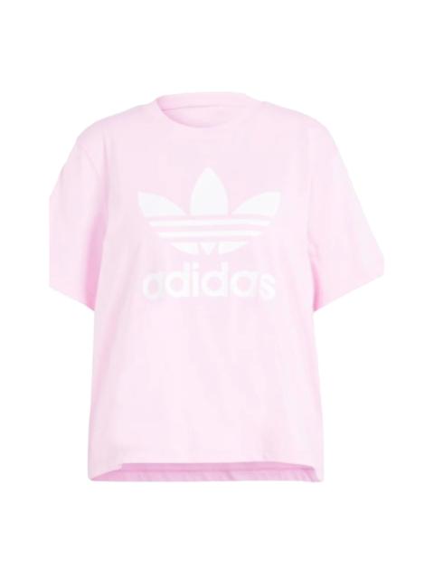adidas (WMNS) adidas Adicolor Trefoil Boxy 티셔츠 '핑크 화이트' IN2492