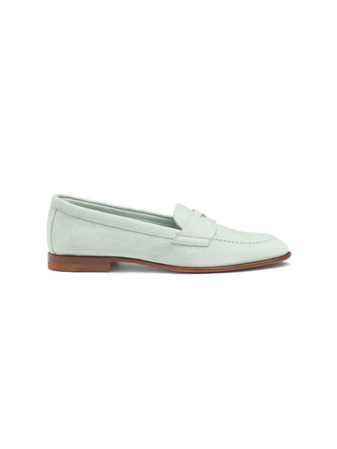Santoni Women's light blue nubuck penny loafer