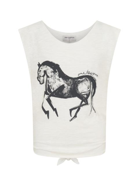 ONE TEASPOON Wild Stallion Vintage Tank Top - White