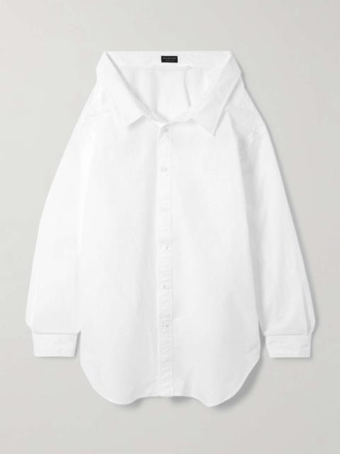 Oversized off-the-shoulder cotton-poplin shirt