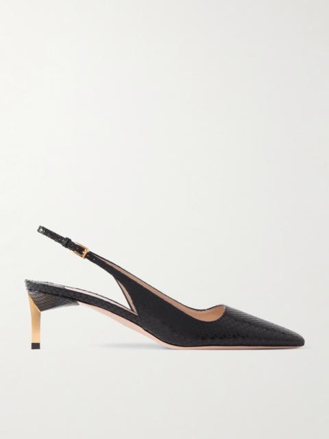 TOM FORD Snake-effect Leather Slingback Pumps