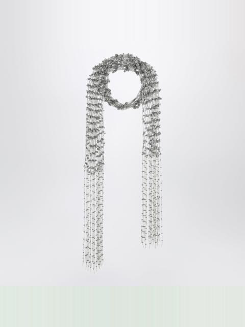 Dries Van Noten Silver beaded scarf with fringes