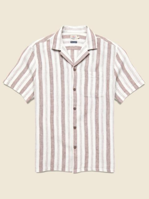 FAHERTY Palma Linen Shirt - Island Brown Stripe