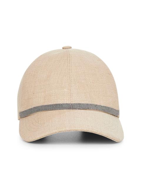 Brunello Cucinelli Beige linen Shiny Band baseball cap
