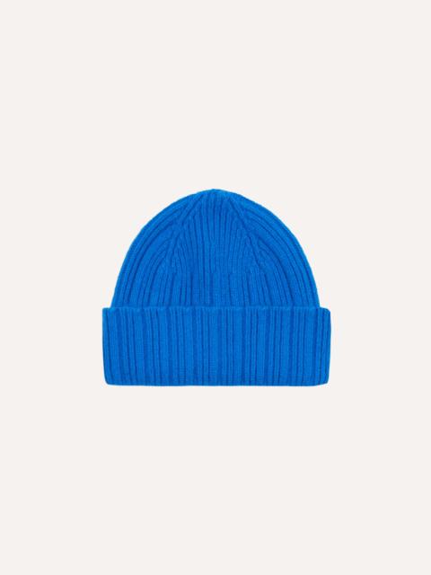 Drake's Blue Geelongora Ribbed Knit Cap