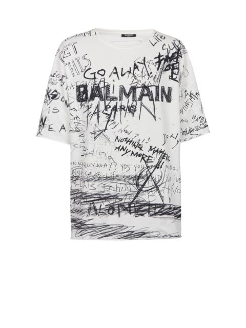 Balmain Oversized “GO AWAY” print cotton T-shirt