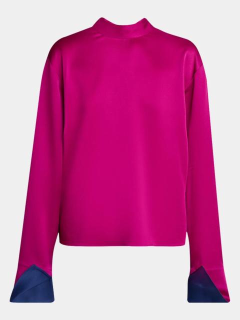 Stella McCartney Contrast-Cuff Satin Blouse