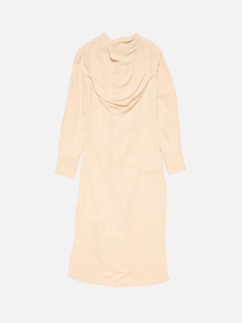 Acne Studios Silk midi dress with scarf - Sand beige