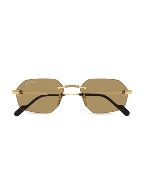 Cartier Men's Première de 54MM 24K-Gold-Plated Rimless Geometric Sunglasses - Gold Olive