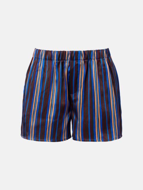 ASCENO Franca striped silk charmeuse pajama shorts