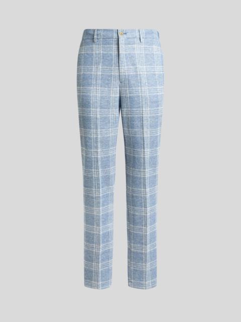 LINEN- AND COTTON-BLEND JERSEY TROUSERS WITH MAXI CHECK MOTIF