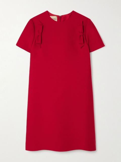 Valentino Bow-embellished wool and silk-blend mini dress Red