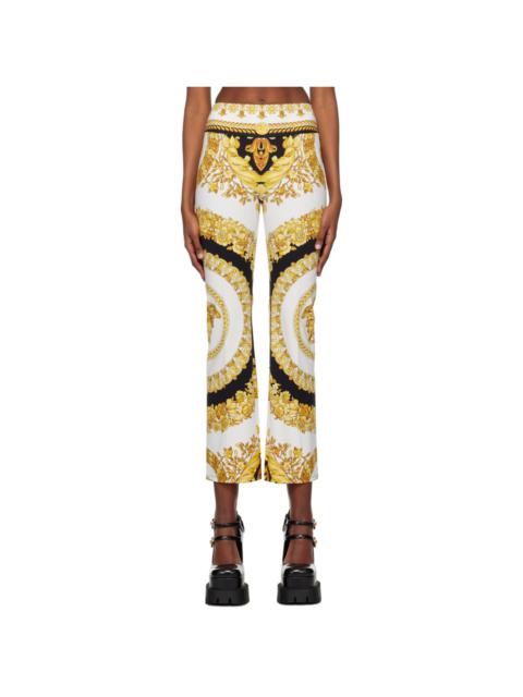 VERSACE White & Gold Barocco Leggings