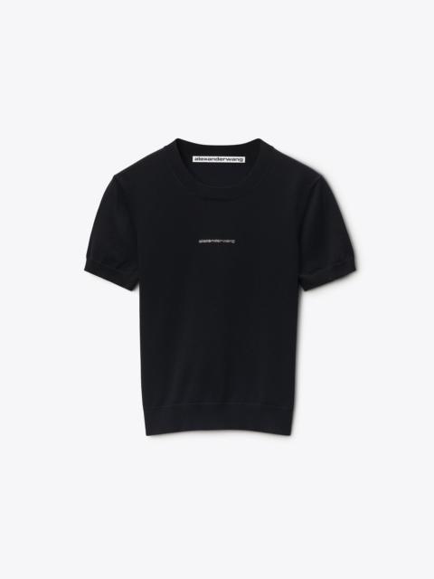 Alexander Wang CRYSTAL LOGO SHORT SLEEVE CREWNECK