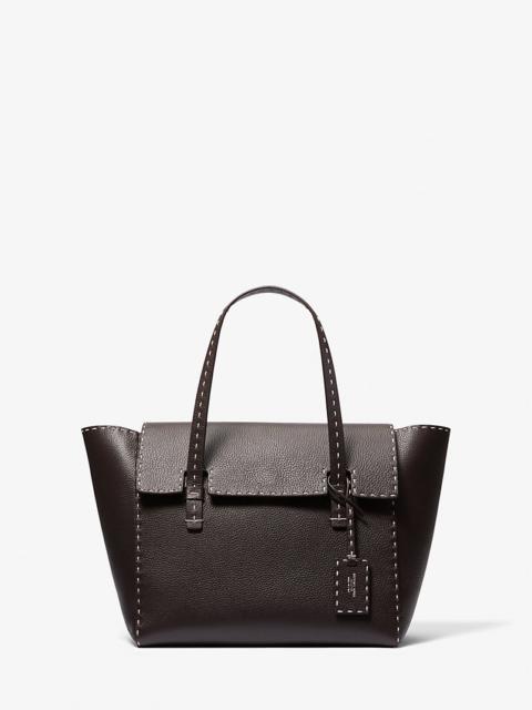MICHAEL KORS COLLECTION Sophia Hand-Stitched Pebbled Leather Satchel