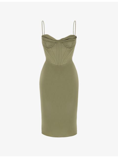 House of CB Myrna Corset Satin Dress