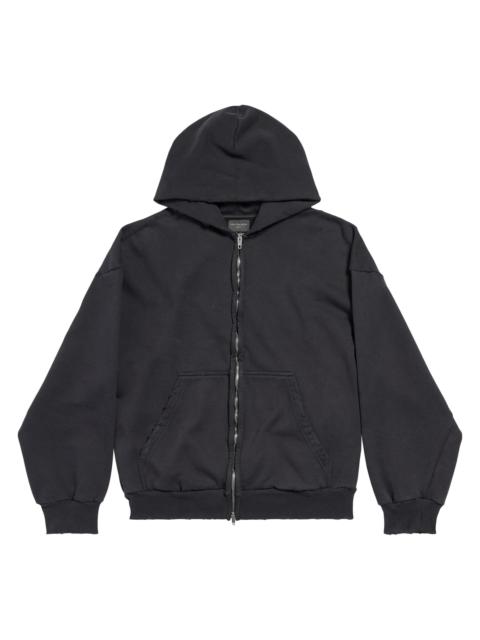 BALENCIAGA Women's Painted Zip-Up Regular Fit Hoodie - Black Faded
