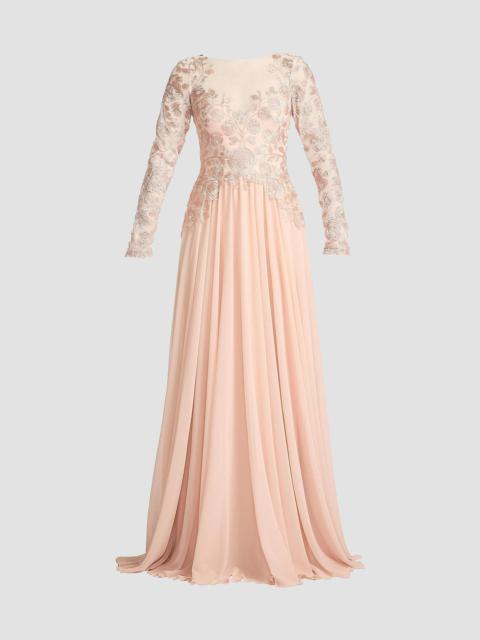 TADASHI SHOJI Women's Lace-Embroidered Pleated Gown - Pale Pink