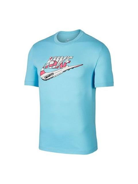 Nike Nike Logo Big Logo Sports Short Sleeve Blue BQ0703-486