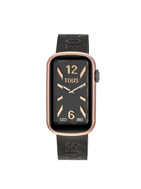 TOUS Smartwatch with gray IP steel bracelet and aluminum case in rose-colored IPRG TOUS T-Band Mesh