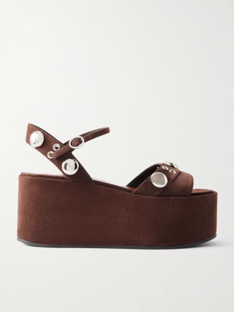 Valentino Nellcôte 65 Embellished Suede Platform Sandals