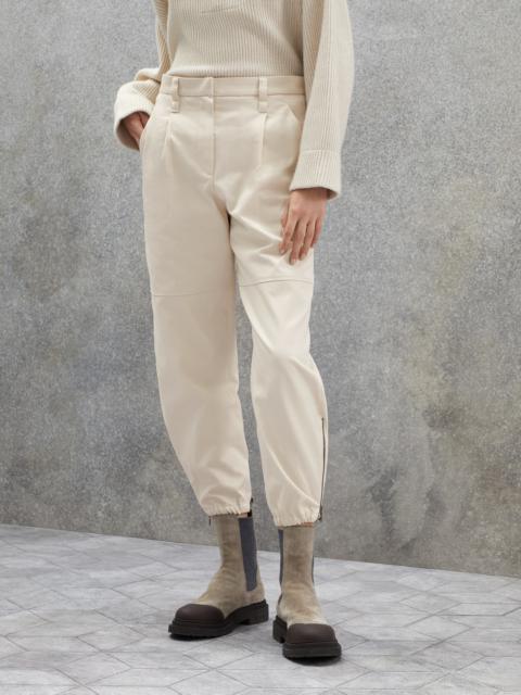 Brunello Cucinelli Dyed couture denim utility track trousers with monili