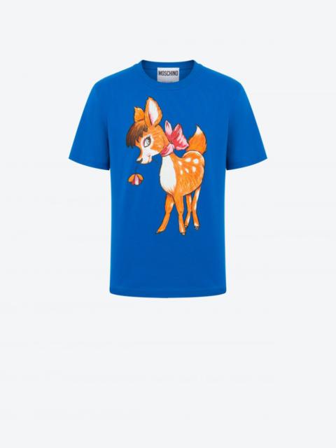 Moschino ILLUSTRATED ANIMALS ORGANIC JERSEY T-SHIRT WITH RHINESTONES