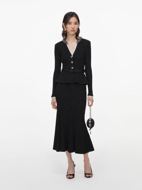 self-portrait Black Lurex Rib Knit Midi Dress