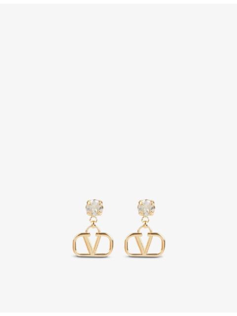 Valentino VLOGO rhinestone-embellished gold-toned brass earrings