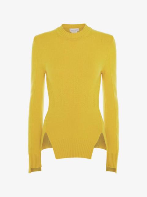 Alexander McQueen Cashmere Corset Stitch Jumper in Pop Yellow