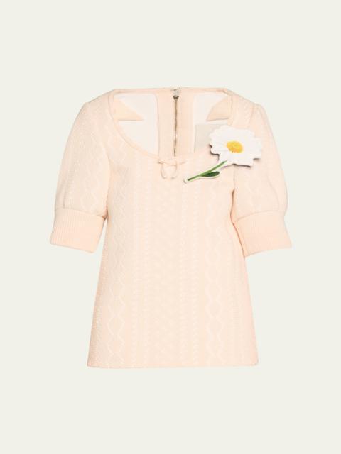 Marc Jacobs Floral Brooch Oversized Top