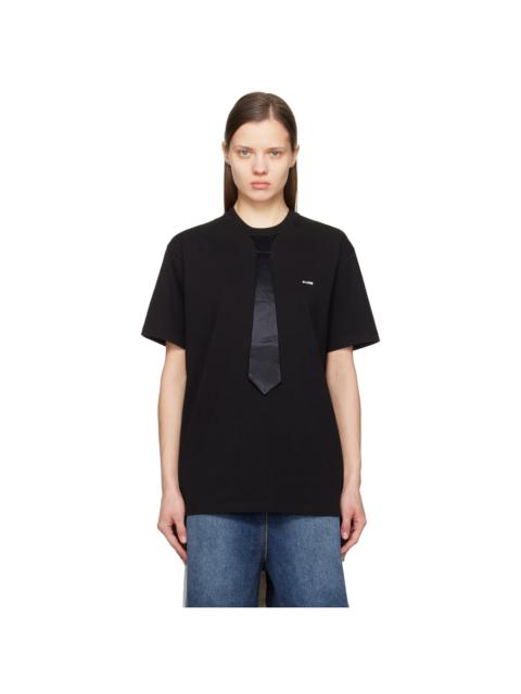pushBUTTON Black Neck Tie T-shirt