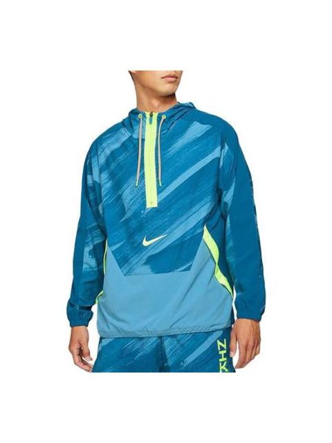 Nike Dri-fit Sport Clash hooded Half Zipper Sports Logo Casual Pullover Jacket Blue DD1724-476