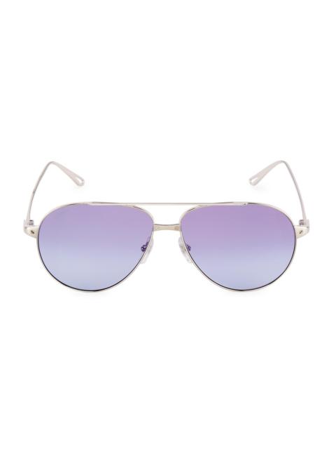 Cartier Women's Santos De Cartier 59MM Pilot Sunglasses - Smooth Silver