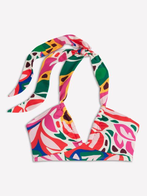 BODEN Minori Halter Tie Bikini Top-Multi, Leafy Cascade