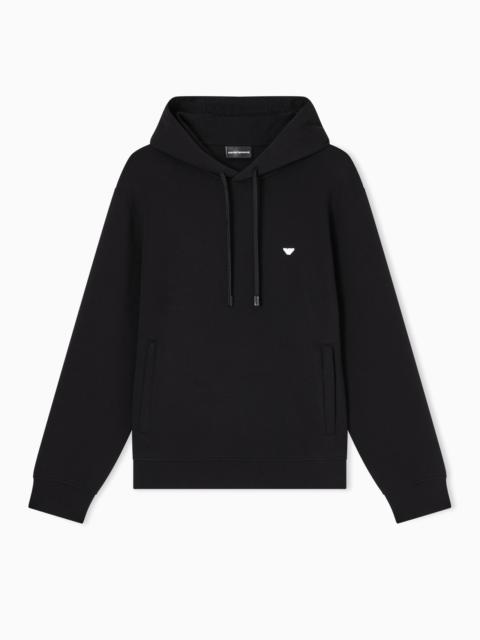 EMPORIO ARMANI DOUBLE-JERSEY HOODED SWEATSHIRT WITH EMBROIDERED MICRO EAGLE LOGO