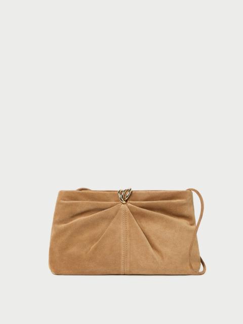 LOEFFLER RANDALL Corrine Toffee Suede Gathered Clutch