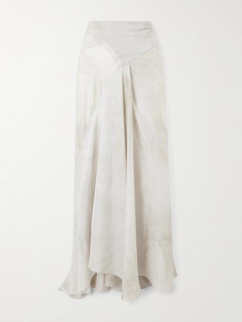 cortana Dali Asymmetric Paneled Silk Maxi Skirt