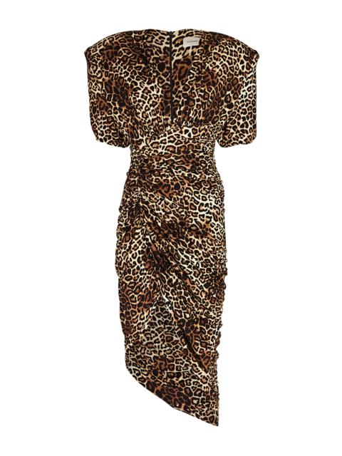 Ruched Leopard-Print Jersey Dress