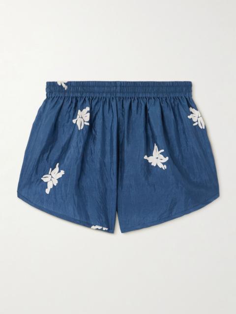 ALIX OF BOHEMIA Lucy Pacific floral-print silk shorts Storm blue