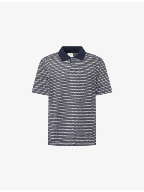 Les Deux Striped Short-Sleeve Knitted Polo Shirt