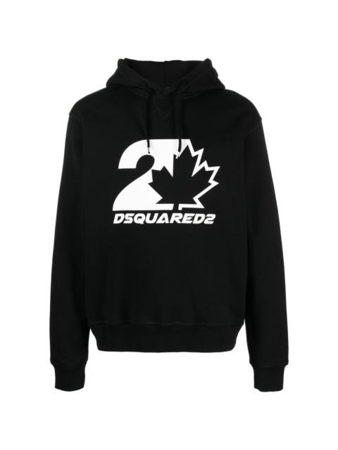 logo-print cotton drawstring hoodie