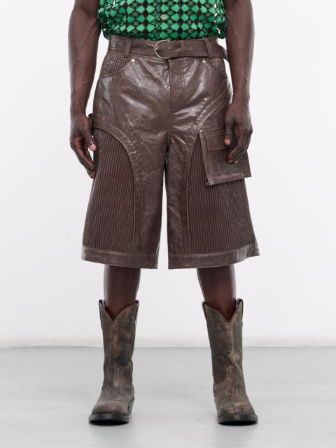 Andersson Bell Sunbird Faux Leather Paneled Shorts