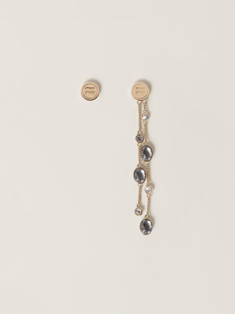 Miu Miu Asymmetrical metal earrings with crystals